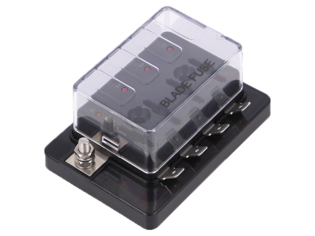 Standard Fuse Holder 4 Pole Center Entry with LED - Single Row